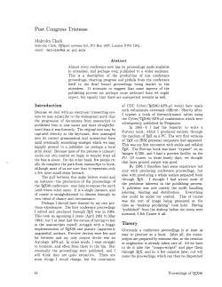 Post Congress Tristesse