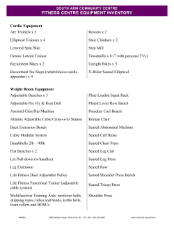 FITNESS CENTRE EQUIPMENT INVENTORY Cardio Equipment
