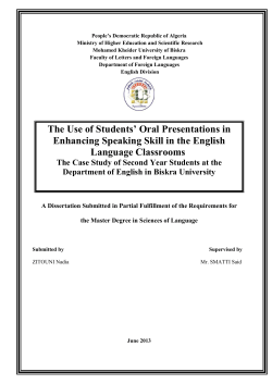 The Use of Students` Oral Presentations in Enhancing Speaking