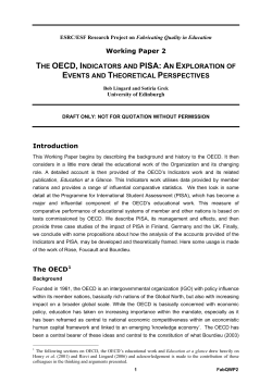 The OECD, Indicators and PISA - Centre for Educational Sociology