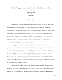 1 The Role of Intergovernmental Relations in K