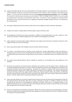 STANDING ORDERS (A) League General Meetings