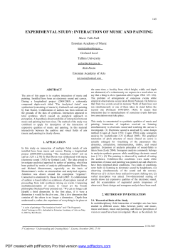 EXPERIMENTAL STUDY: INTERACTION OF MUSIC AND PAINTING