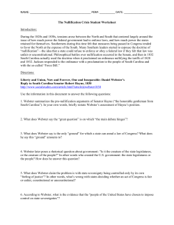 The Nullification Crisis Student Worksheet