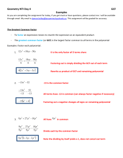 Geometry NTI Day 4 GCF Examples