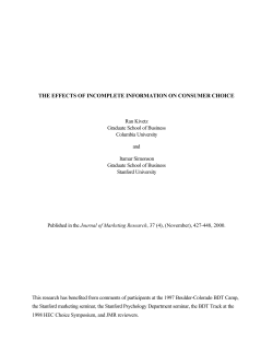 the effects of incomplete information on consumer choice