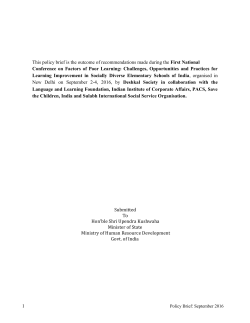 Policy Brief based on Recommendations