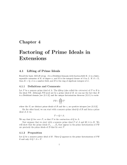 Factoring of Prime Ideals in Extensions