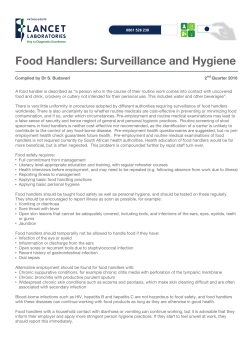 Food Handlers: Surveillance and Hygiene