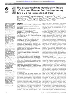 Elite athletes travelling to international destinations >5 time zone