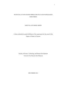 i POTENTIAL OF NON-WOOD FIBRES FOR PULP AND PAPER