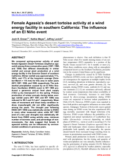 Female Agassiz`s desert tortoise activity at a wind energy facility in