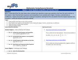 Mathematics Pacing Resource Document