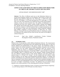 EFFECT OF SAND SIZES ON THE FLUIDIZATION BEHAVIOR IN