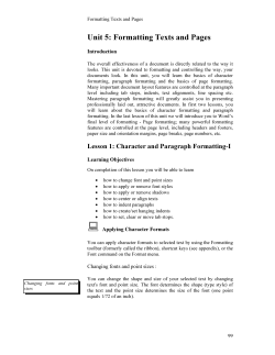 Unit 5: Formatting Texts and Pages