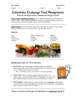 Columbian Exchange Food Assignment