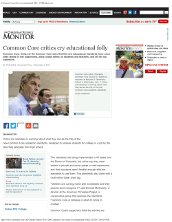 Common Core critics cry educational folly
