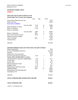 STUDY TOUR TO FLORENCE September 2014