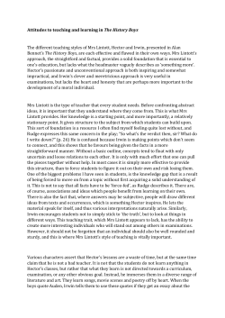 Attitudes to teaching and learning in The History Boys
