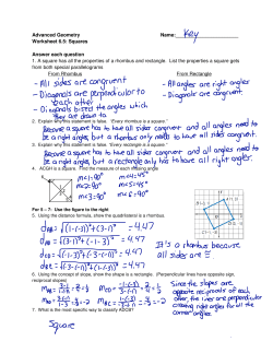 Advanced Geometry Name: Worksheet 6.5: Squares Answer each