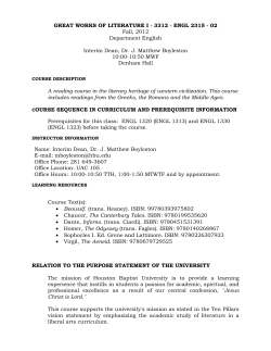 ENGL 2315 - Houston Baptist University