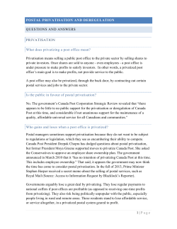 Postal Privatization and Deregulation&ndash; Questions And Answers