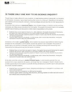 IS THERE ONLY ONE WAY TO DO SCIENCE INQUIRY?
