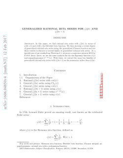 Rational zeta series for $\ zeta (2n) $ and $\ zeta (2n+ 1) $