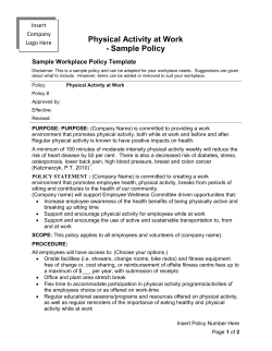 Physical Activity at Work - Sample Policy