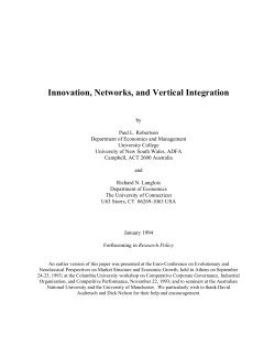 Innovation, Networks, and Vertical Integration