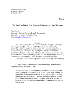 The Road Not Taken: John Dewey and Sentences as Limit