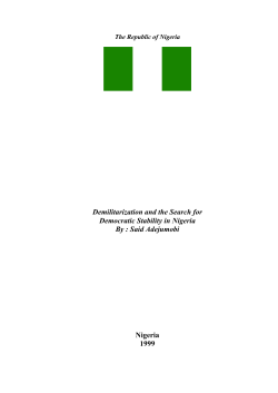 Demilitarization and the Search for Democratic Stability in Nigeria