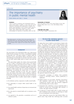 The importance of psychiatry in public mental health