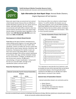 Solvent Safety Hierarchy - Pacific Northwest Pollution Prevention