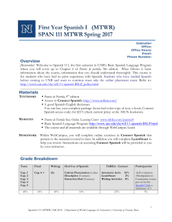 First Year Spanish I (MTWR) SPAN 111 MTWR Spring 2017