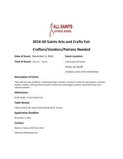 2016 All Saints Arts and Crafts Fair Crafters/Vendors/Patrons Needed