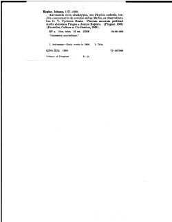 Kepler, Johann, 1571-1630.