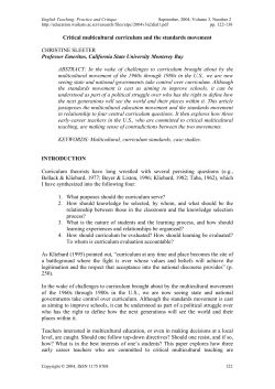 Critical multicultural curriculum and the standards movement