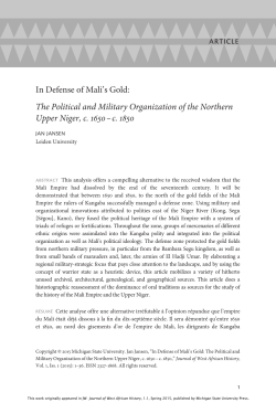 In Defense of Mali`s Gold: The Political and Military Organization of