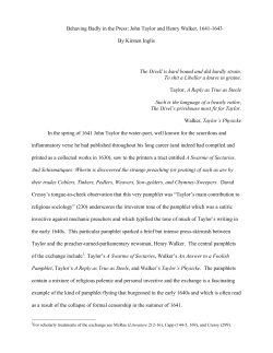 Behaving Badly in the Press: John Taylor and Henry Walker, 1641