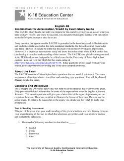 English 4, Second Semester - The University of Texas at Austin