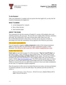 ENG 4A English IV, First Semester To the Student: After your