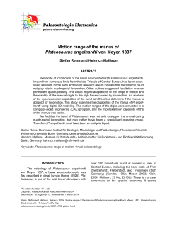 Motion range of the manus of Plateosaurus engelhardti von Meyer