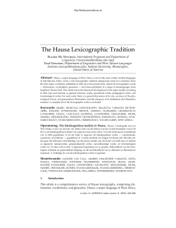 The Hausa Lexicographic Tradition