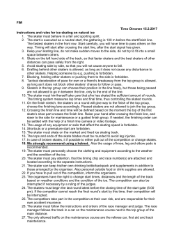 FIM Timo Oinonen 15.2.2017 Instructions and rules for ice skating