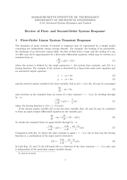 Review: First- and Second-Order System Response