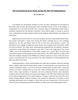 The Czechoslovak Arms Deals during the War Of Independence