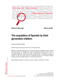 The acquisition of Spanish by third generation children