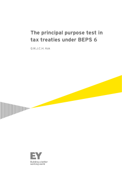 The principal purpose test in tax treaties under BEPS 6