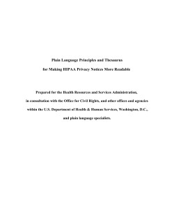 Plain Language Principles and Thesaurus for Making HIPAA Privacy